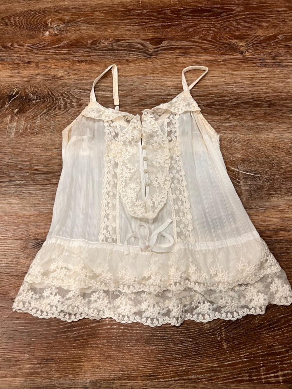 Abercrombie & Fitch Lace Trim Ivory Camisole Tank Top